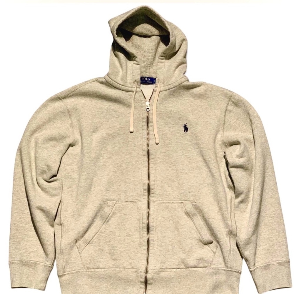 Polo Ralph Lauren Cream Zip-Up Hoodie - Excellent Condition - Size L